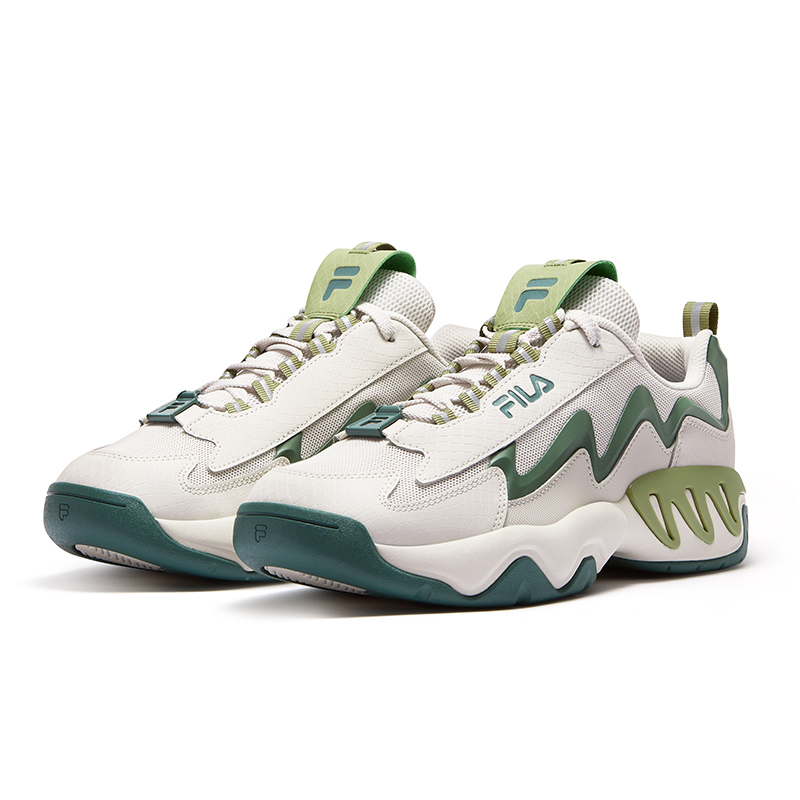 FILA FUSION SHOCK Electric Glow Shoes Basketball Shoes Men’s Bright Gray Silver Pine Green