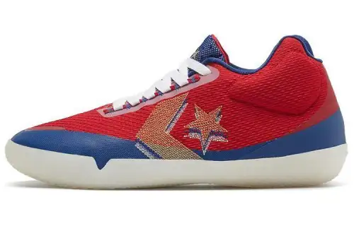 Converse All Star BB Evo Chuck Taylor ABA round toe comfortable fabric shock absorption non-slip low top practical basketball shoes men and women same style red and blue mandarin ducks