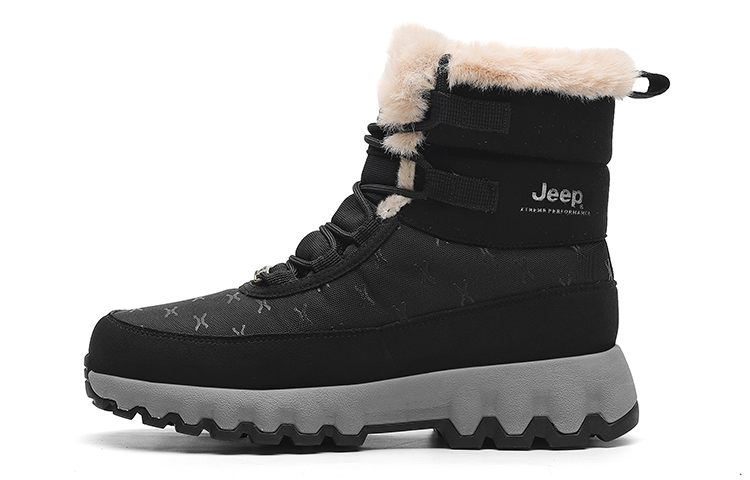 Jeep Fabric Comfortable Short Snow Boots Unisex Black
