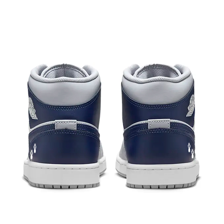 Jordan Air Jordan 1 Cushioning Slip Resistant Breathable Mid top Vintage Basketball Shoes Men’s Gray White Blue