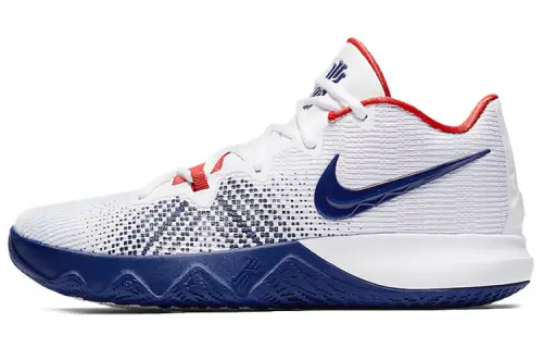 Nike Flytrap Kyrie Irving White Round-toe lace-up fabric Anti-slip wear-resistant middle-top practical basketball shoes men's white and blue