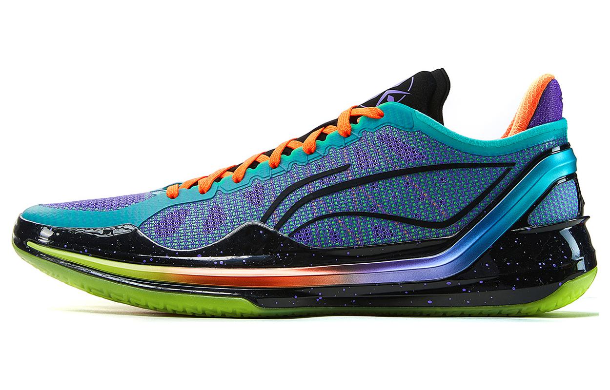 Li Ning Liren 4 V2 Cushioning Slip Resistant Lightweight Rebound Low top Basketball Shoes Men's Purple Green