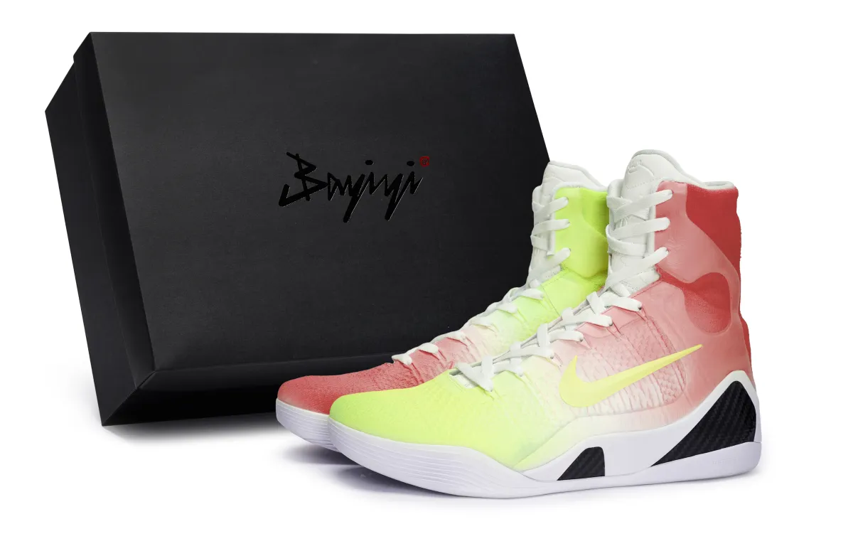 Nike Kobe 9 Slip Resistant Slip Resistant High top Basketball Shoes Unisex White Black Red Yellow