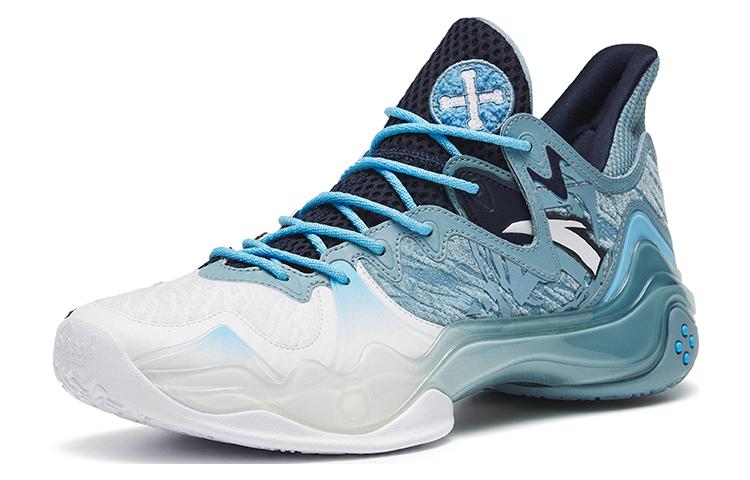 Anta Shock Wave 4 Husky Cushioning Anti-Slip And Wear-Resistant Low-Top Performance Basketball Shoes Blue White