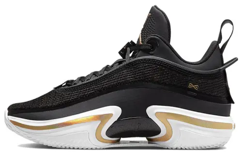 Jordan Air Jordan 36 Low PF Black Gold, round toe, comfortable, shock-absorbing, non-slip, wear-resistant, wrapped support, low-top basketball shoes, men's black gold, domestic version