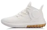 Li Ning Casual Cushioning Slip Resistant Abrasion Resistant Lightweight Mid top Basketball Shoes Men's White