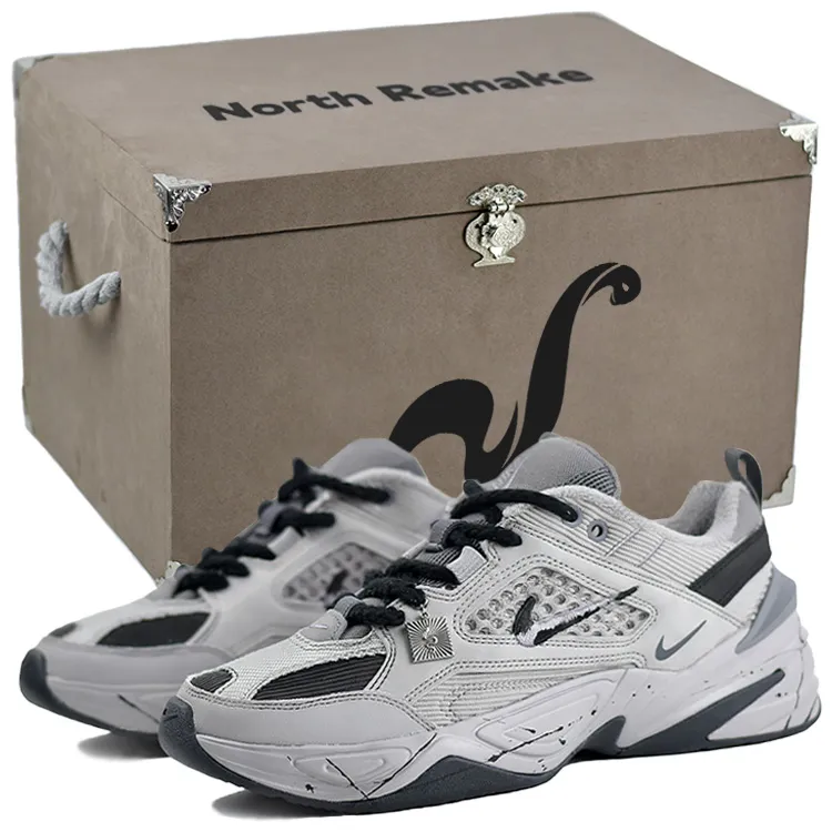 Nike M2K Tekno Slip Resistant Abrasion Resistant Slip Resistant Abrasion Resistant Low top Chunky Sneakers Unisex Gray