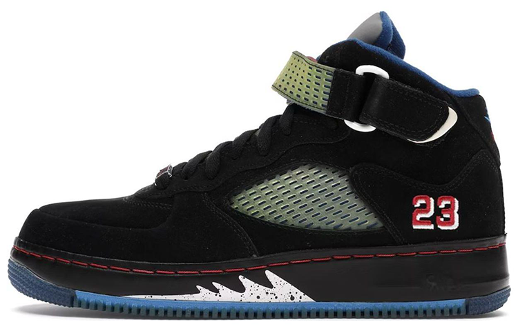 Jordan Ajf 5 Black Blue Ribbon Varsity Red