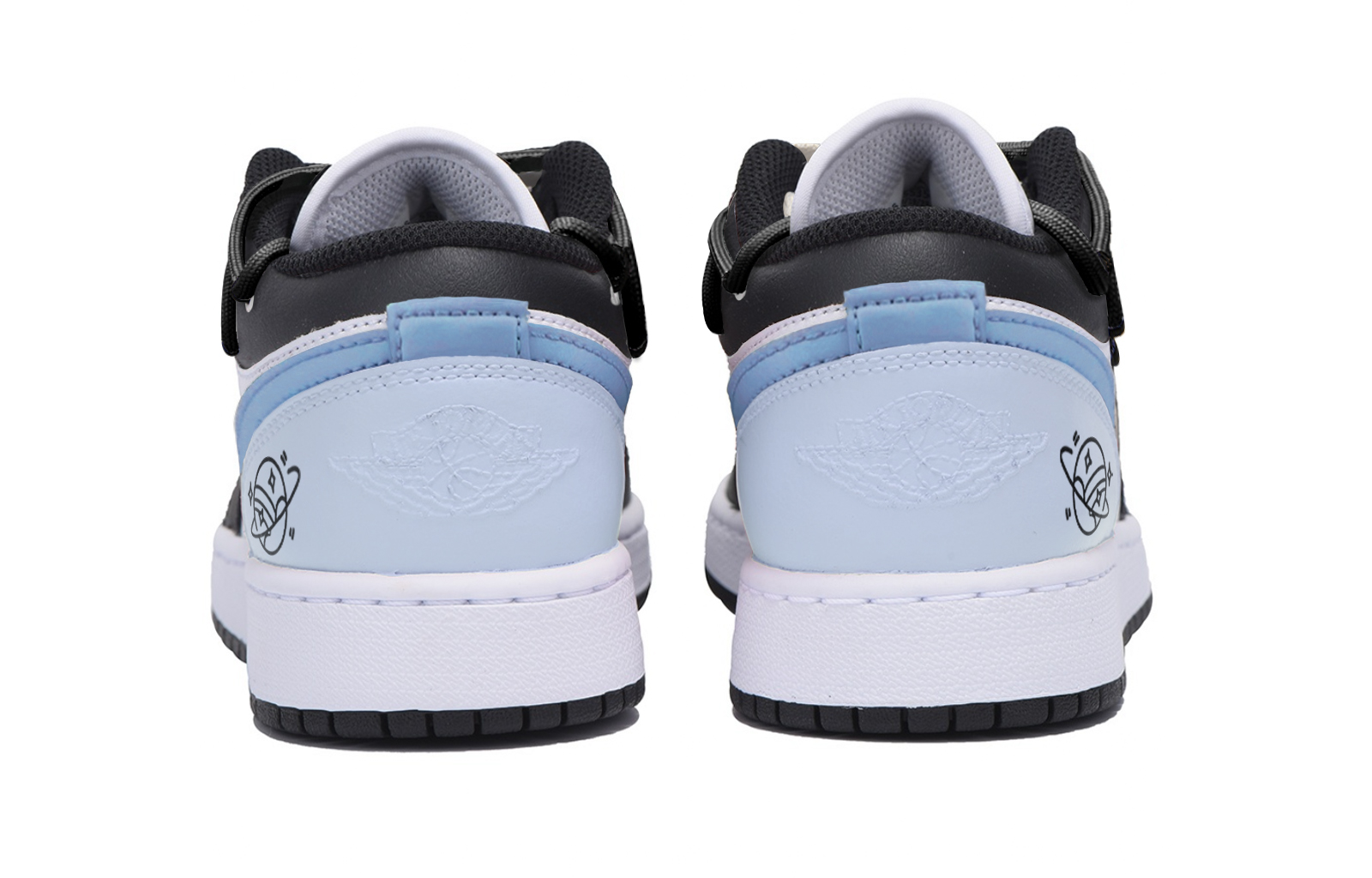 Jordan Air Jordan 1 Slip Resistant Abrasion Resistant Low top Vintage Basketball Shoes Men’s Black White Blue