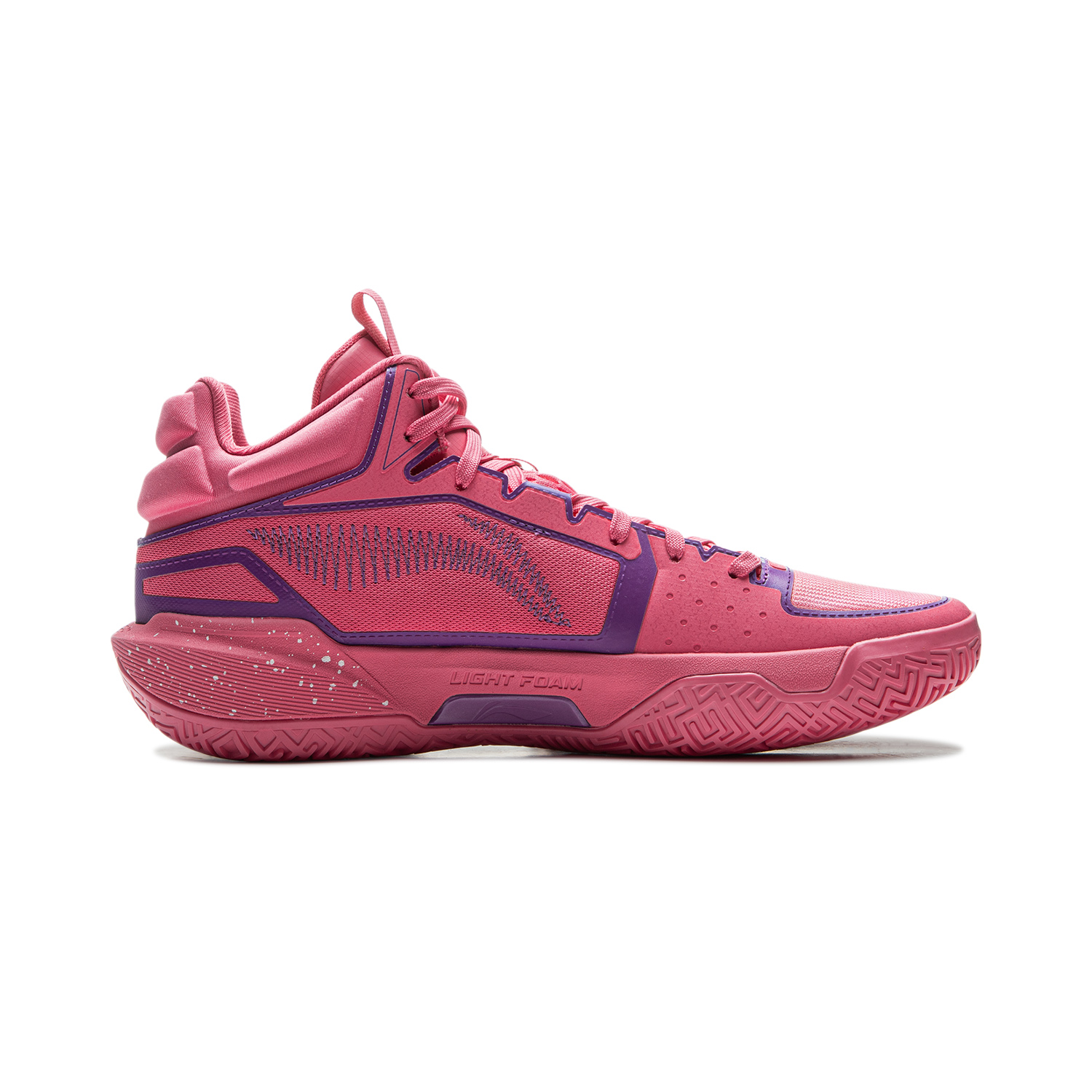 Li Ning Light Speed 2MID Cushioning Slip Resistant Abrasion Resistant Mid top Basketball Shoes Men’s Pink Purple