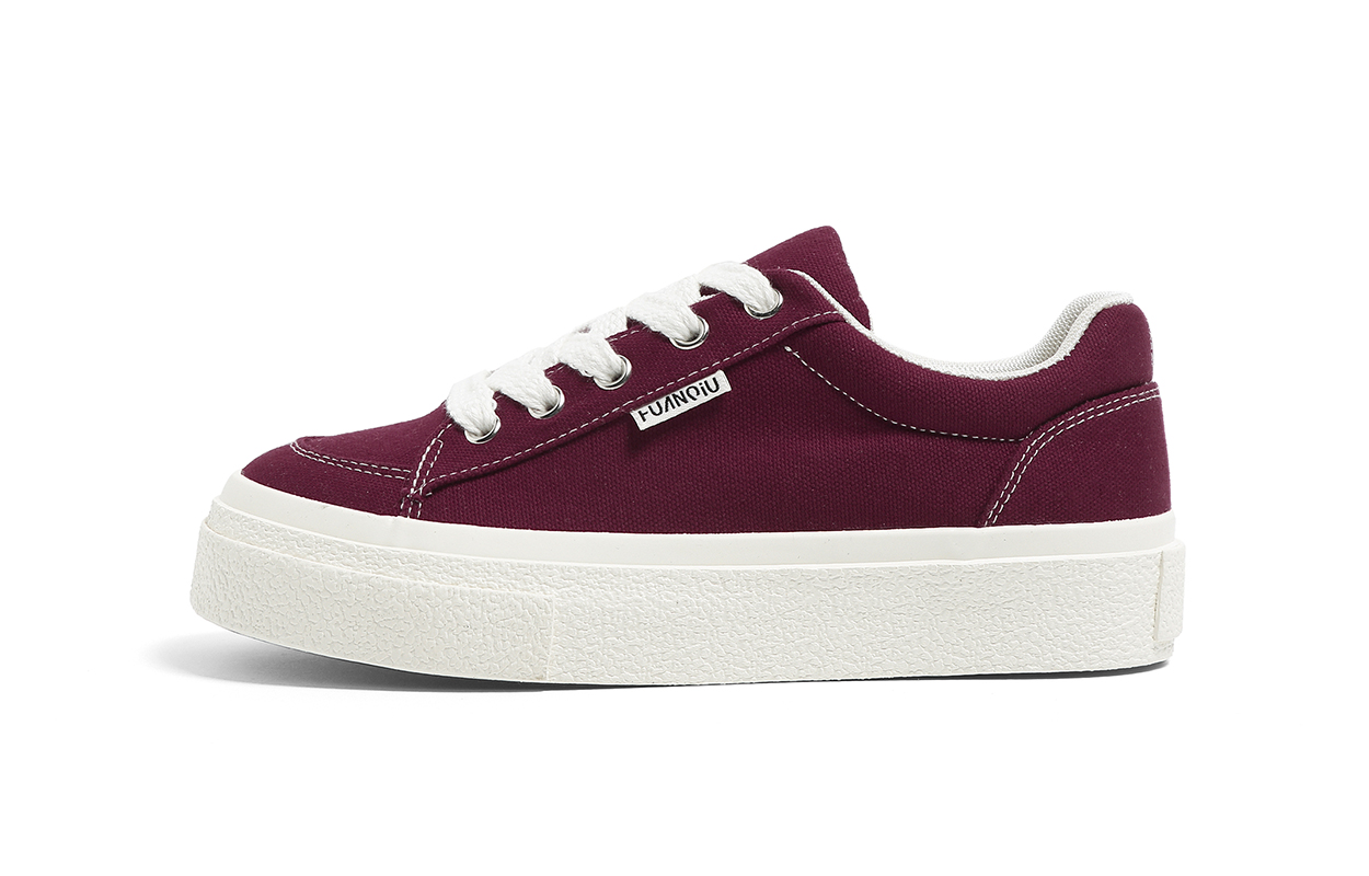 Global HUANQIU Limited to the Year of the Horse, versatile for students, American campus retro, casual and comfortable, daily commuting, fashionable sports, simple, non-slip, wear-resistant, breathable, low-top canvas shoes, women, burgundy