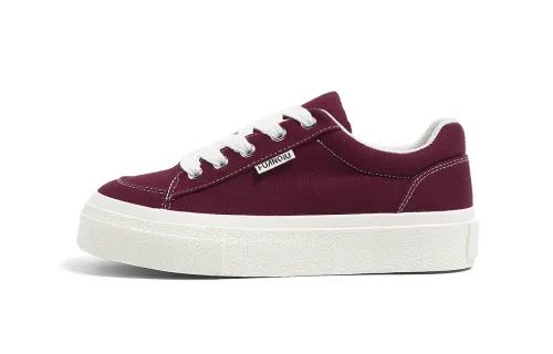 HUANQIU Slip Resistant, Abrasion Resistant, Breathable Low top Canvas Shoes Women's Burgundy