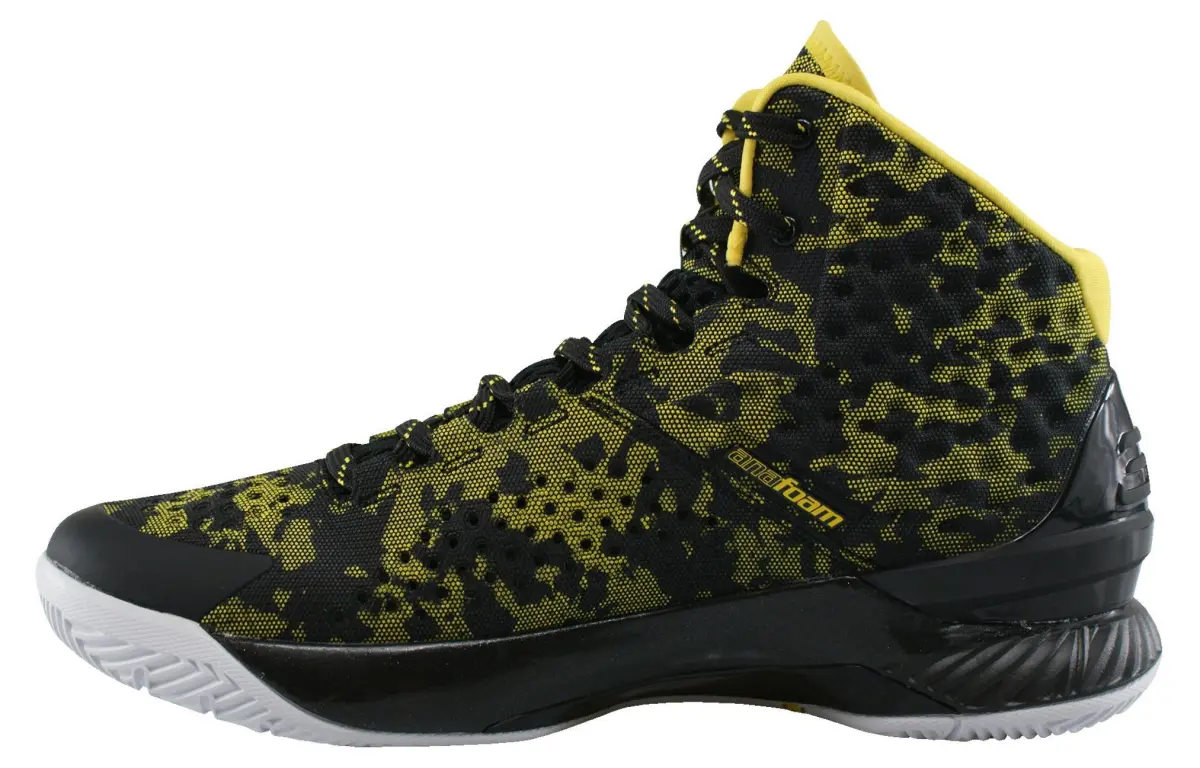 Under Armour Curry 1 Curry 1 Away High top Basketball Shoes Men's Black Yellow