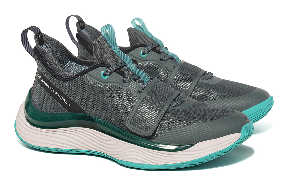 VOIT Cushioning, Slip Resistant, And Abrasion Resistant Low Top Basketball Shoes Unisex Dark Gray/Green