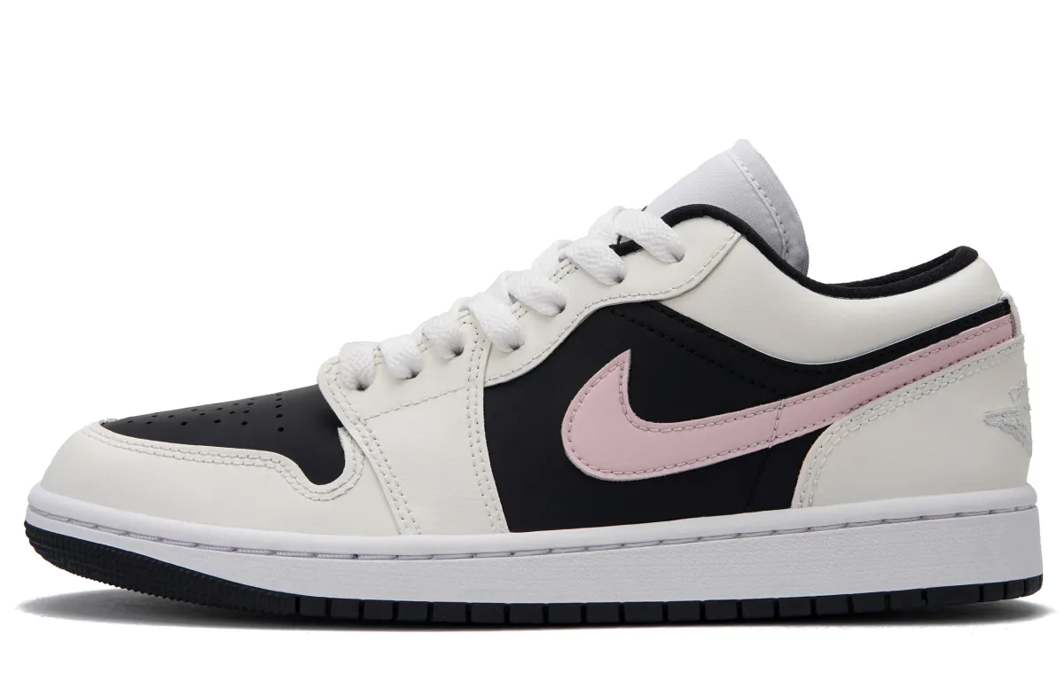 Jordan Air Jordan 1 Strawberry Cheese Low top Vintage Basketball Shoes Women's Black White Pink