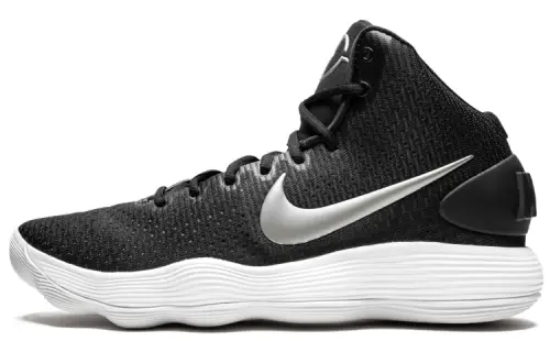 Nike Hyperdunk 2017 TB round toe lace-up, shock-absorbing, non-slip, wear-resistant, mid-top basketball shoes, men's black silver