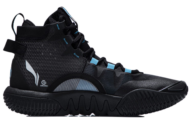 Li Ning Badfive 2 Abrasion Resistant Breathable High top Basketball Shoes Men’s Black Blue