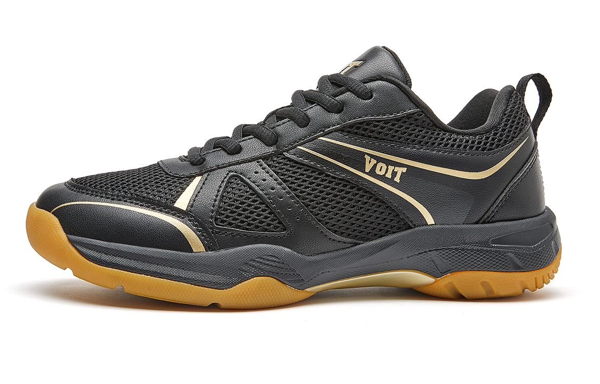 VOIT Cushioning Breathable Support Low top Badminton Shoes Unisex Black Gold