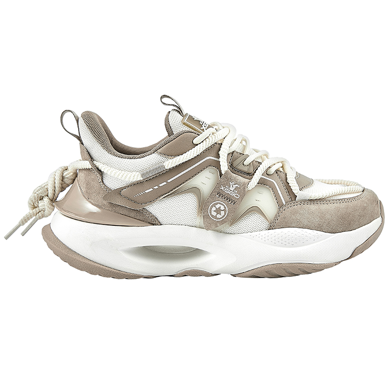 XIANG GUAN Athleisure Slip Resistant And Breathable Low top Chunky Sneakers Unisex Light Coffee
