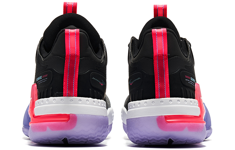 Erke Fabric Cushioning Slip Resistant Abrasion Resistant Low top Basketball Shoes Men's Black Purple