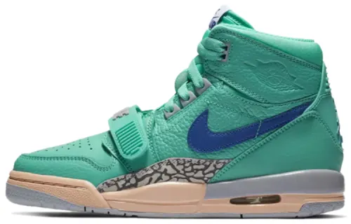 Jordan Legacy 312 Hyper Jade leather, trendy and comfortable, shock-absorbing, non-slip and wear-resistant, high-top, retro basketball shoes, women's style, lake green