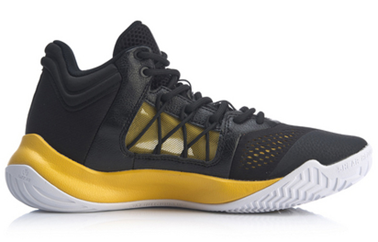 Li Ning Storm 1 Fashion Abrasion Resistant Breathable Mid top Basketball Shoes Men’s Black Yellow