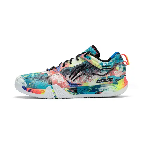 Li Ning Saga ⅢPRO Slip Resistant, Abrasion Resistant, Breathable, Support Low top Badminton Shoes Unisex Blue Pink