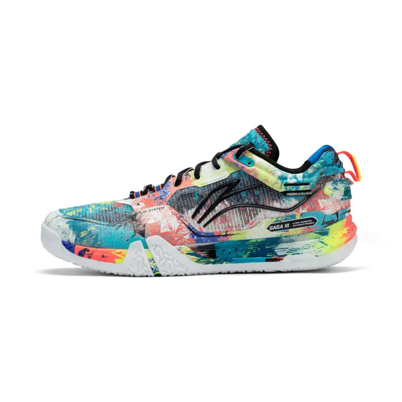 Li Ning Saga ⅢPRO Slip Resistant, Abrasion Resistant, Breathable, Support Low top Badminton Shoes Unisex Blue Pink
