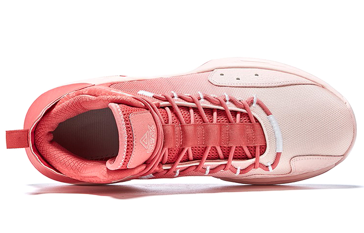 PEAK Nomadic Cushioning Slip Resistant Abrasion Resistant Mid top Performance Basketball Shoes Men’s Peach Red