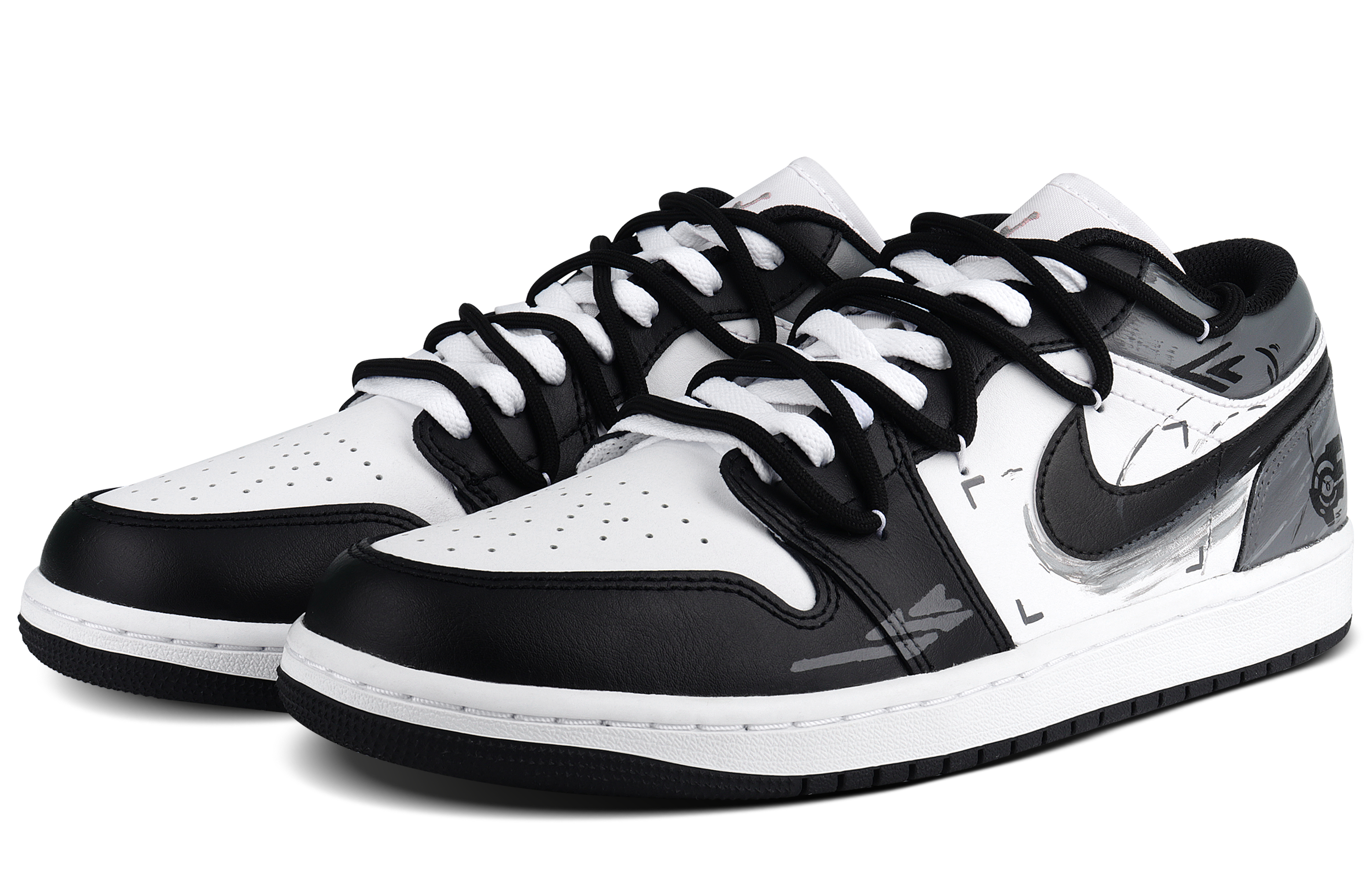 Jordan Air Jordan 1 Abrasion Resistant Abrasion Resistant Low top Vintage Basketball Shoes Unisex Black White Gray