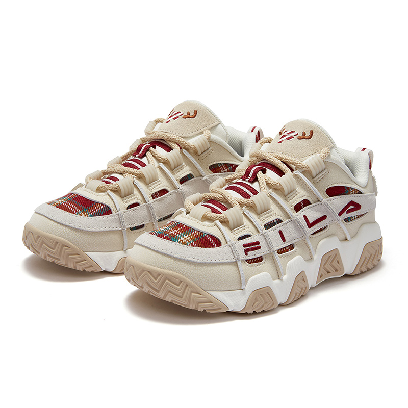 FILA FUSION BUSTER Puffy Shoes Wear resistant And Lightweight Low top Vintage Basketball Shoes Women’s Beige