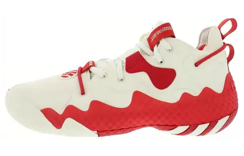 Adidas Harden Vol.6 Comfortable lace-up, round toe, versatile, breathable and lightweight, low-top basketball shoes, same style for men and women, white and red
