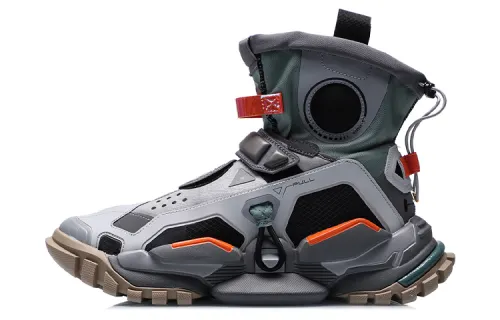 Li Ning High top Vintage Basketball Shoes Unisex Gray