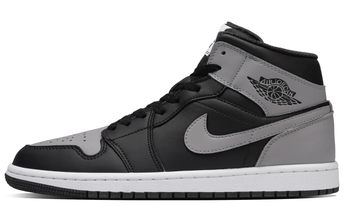 Jordan Air Jordan 1 Solitude Gray Abrasion Resistant Mid top Vintage Basketball Shoes Unisex Black Gray