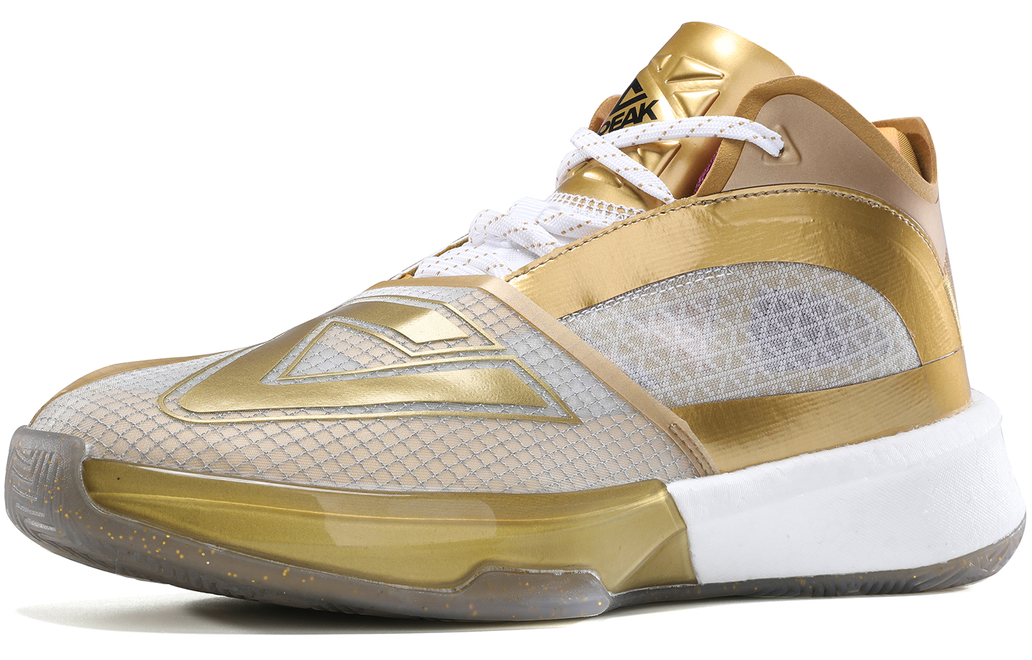 PEAK State Extremely Large Triangle 1.0 Basketball Shoes Men’s Mid Top Gold/White