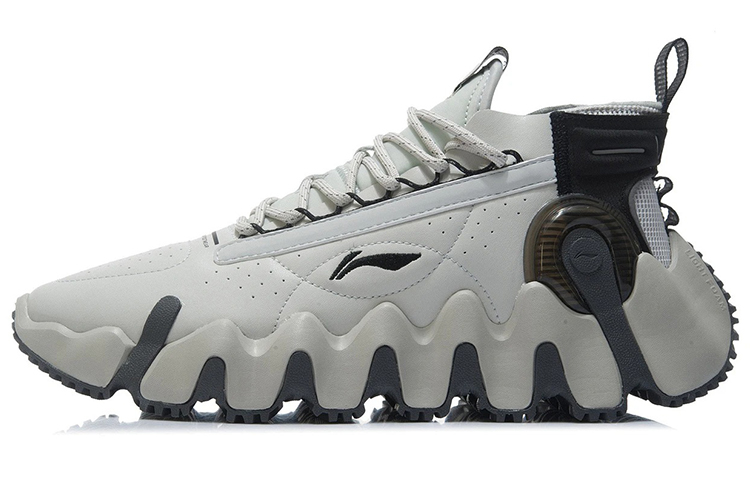 Li Ning Textile, Synthetic Leather Cushioning Slip Resistant Low top Vintage Basketball Shoes Men’s Antarctic Gray