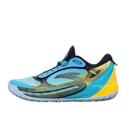 Anta Shock Wave 6 Slip Resistant Abrasion Resistant Low top Basketball Shoes Men's Blue