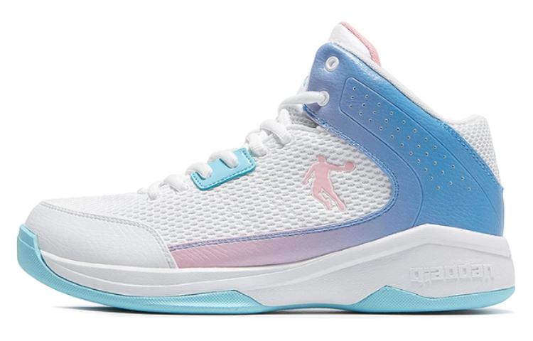 QIAODAN Slip Resistant And Breathable Slip Resistant And Breathable High top Basketball Shoes Men’s White Blue