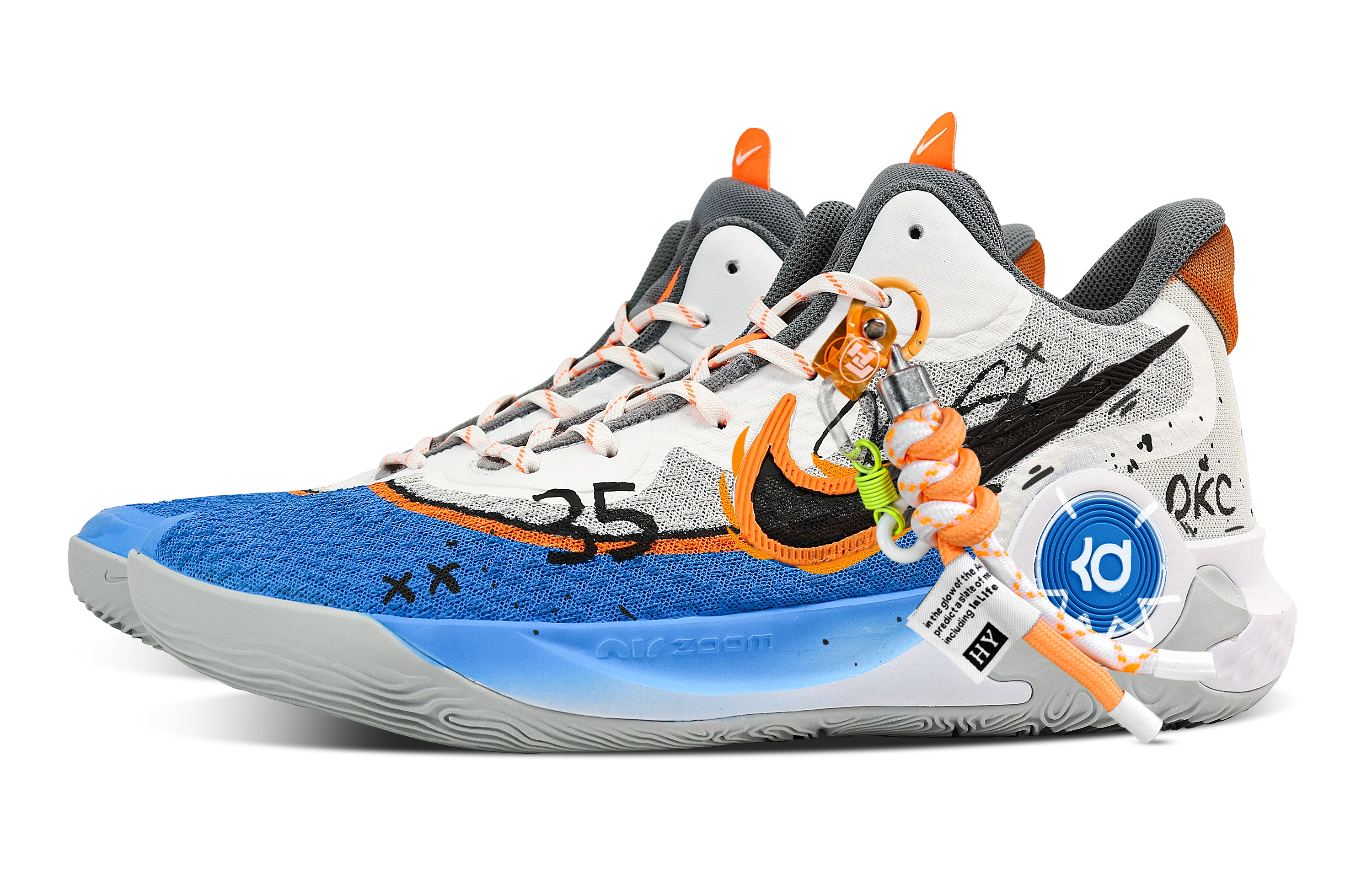Nike KD Trey 5 IX Basketball Shoes Unisex Mid Top Blue/Orange/White