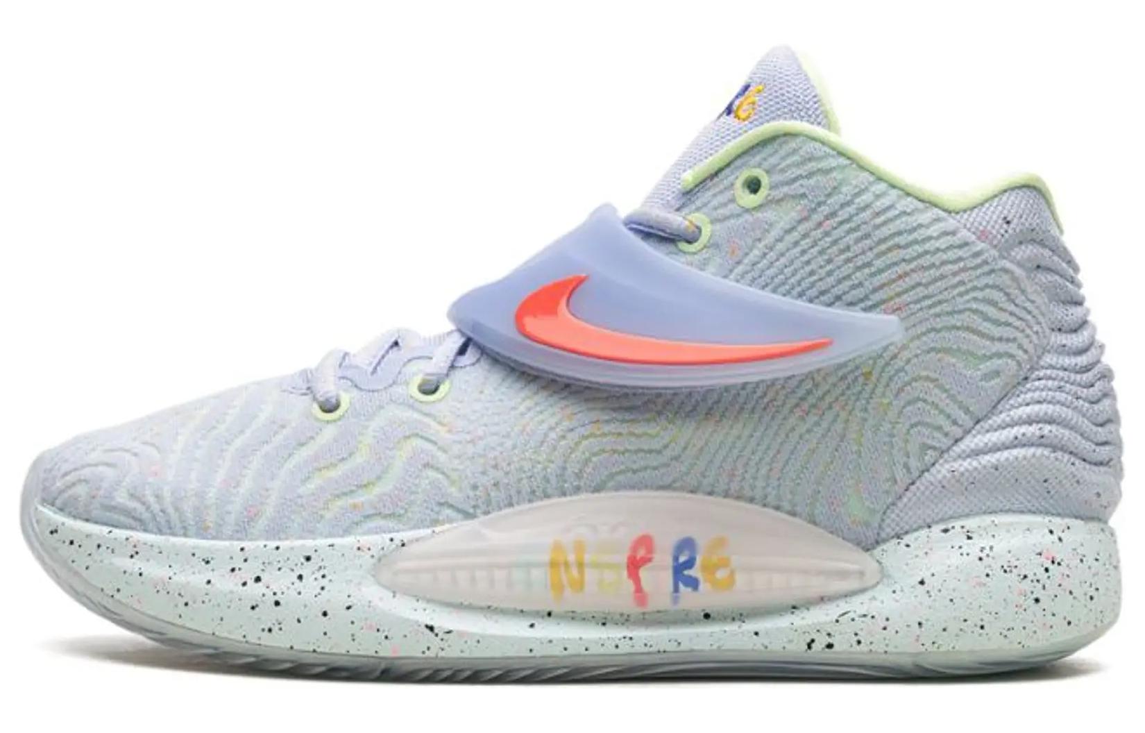 Nike KD 14 Durant 14 \"Enspire Friends And Family\" Fashionable and versatile mid-top basketball shoes men's blue and yellow
