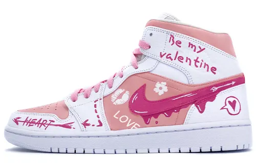 Air jordan, trend shock-absorbing wear-resistant retro basketball pink shoelaces, custom-made, hand painting