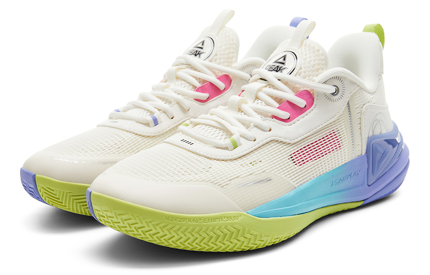 PEAK Rogue 2.0 Basketball Shoes Men’s Low Top White Green Purple