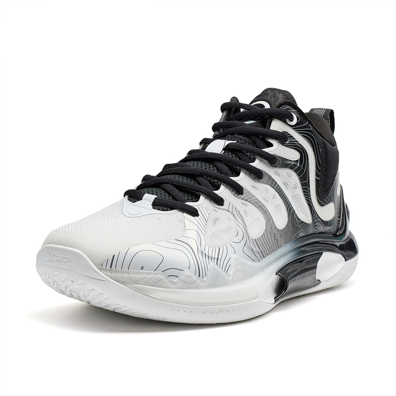XTEP Slip Resistant Abrasion Resistant Low top Basketball Shoes Men’s Black White