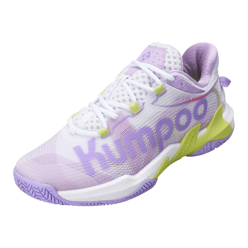 KUMPOO Cushioning Breathable Support Low top Badminton Shoes Unisex White Purple