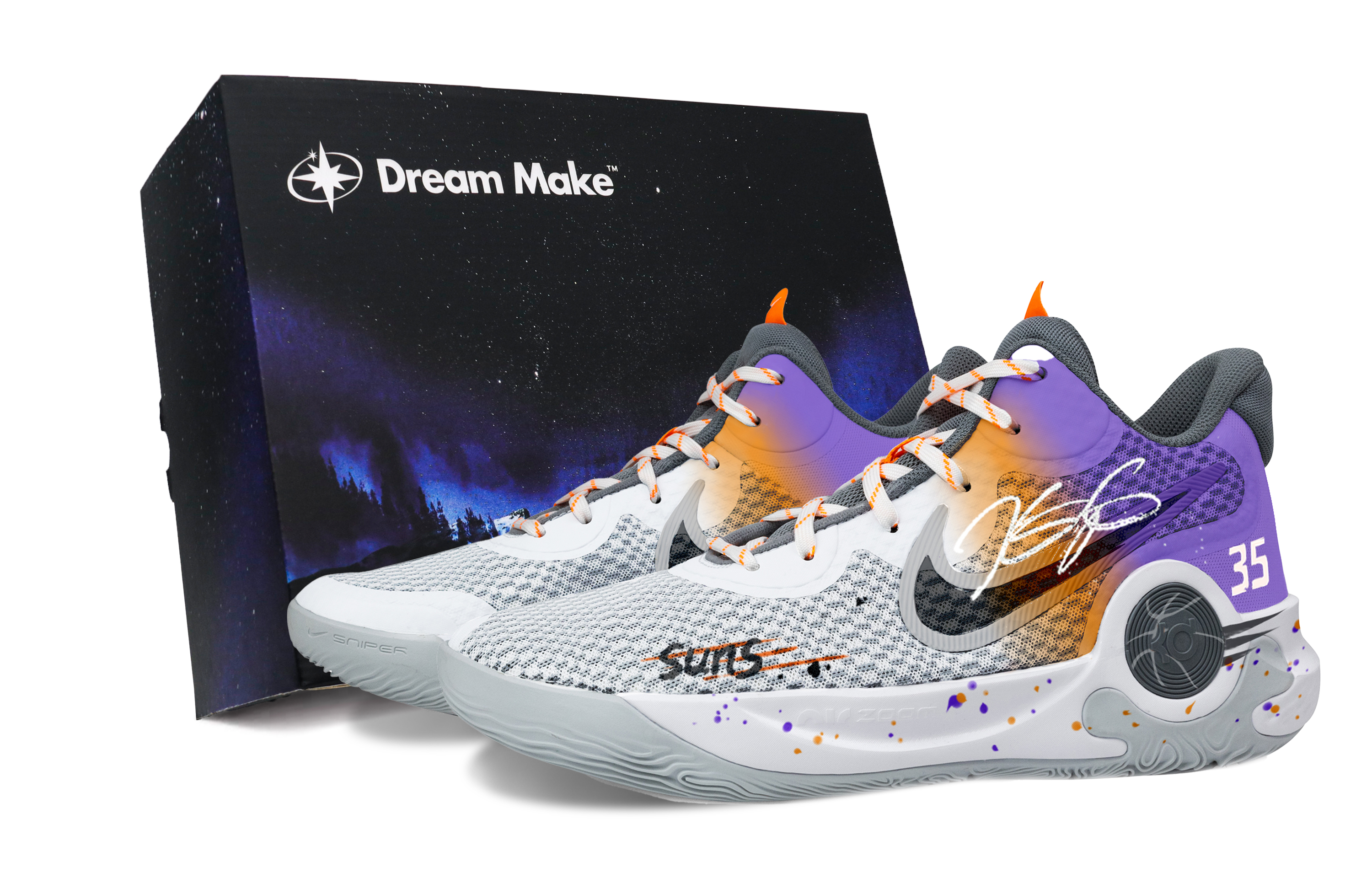 Nike KD Trey 5 IX Basketball Shoes Unisex Mid Top White/Gray/Orange/Purple