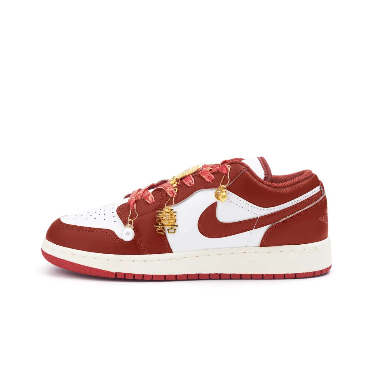 Jordan Air Jordan 1 Slip Resistant Abrasion Resistant Low top Vintage Basketball Shoes Women's Red