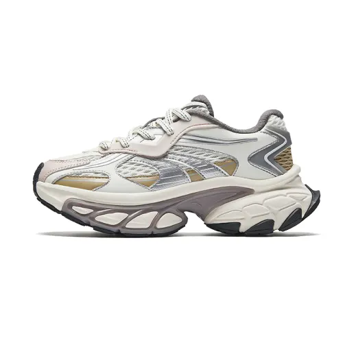 Anta Star Moon Slip Resistant Abrasion Resistant Low top Chunky Sneakers Women's White Silver