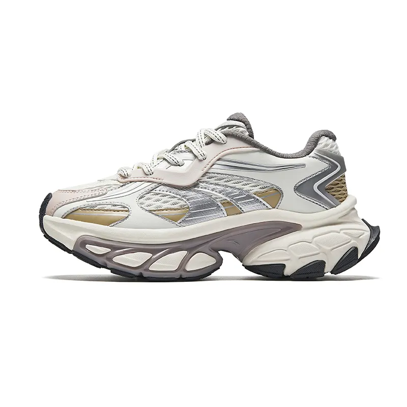 Anta Star Moon Slip Resistant Abrasion Resistant Low top Chunky Sneakers Women's White Silver