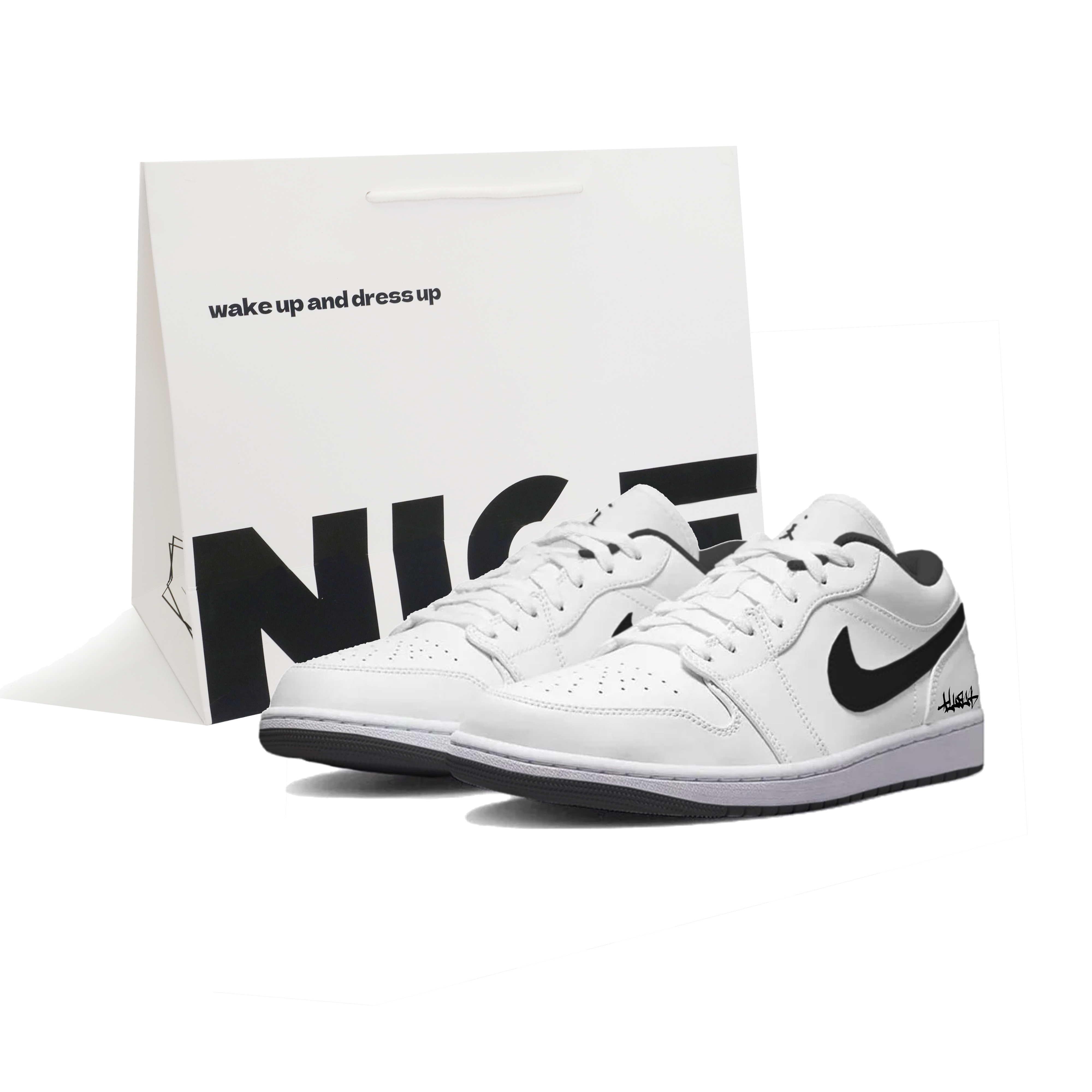 Jordan Air Jordan 1 Oreo Abrasion Resistant Low top Vintage Basketball Shoes Unisex Black White