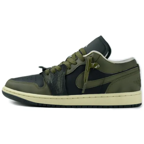 Jordan Air Jordan 1 Slip Resistant Low top Vintage Basketball Shoes Women's Olive Green